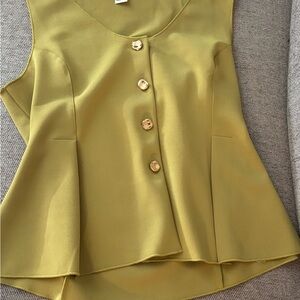 Olive Green Sleeveless Button-Up Top